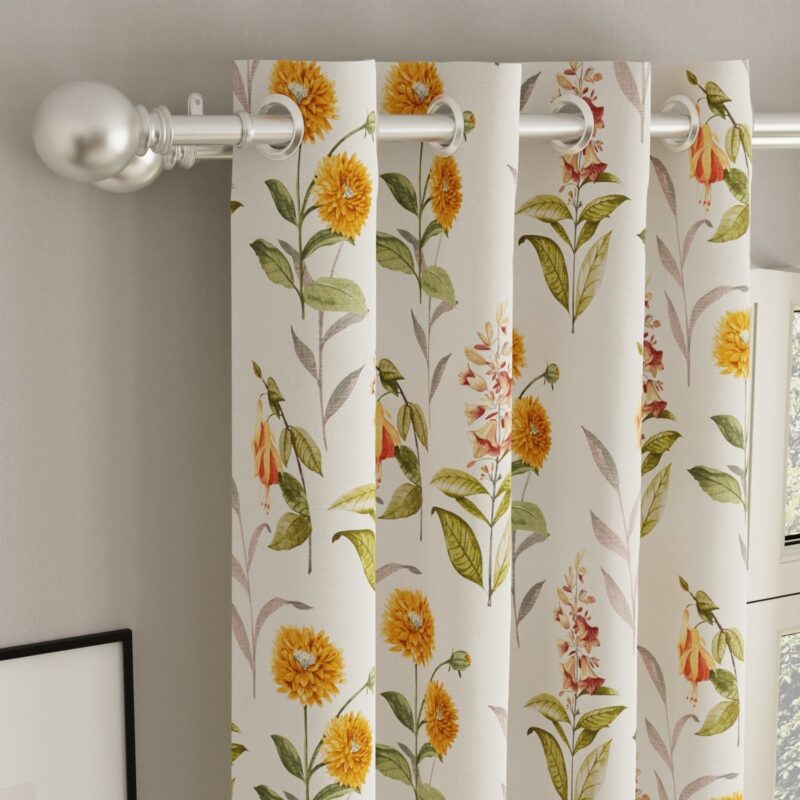 Blackout Curtains. Digital Printed Curtains. Pack of 2 Curtains - Cone Flower - Yellow - Image 3