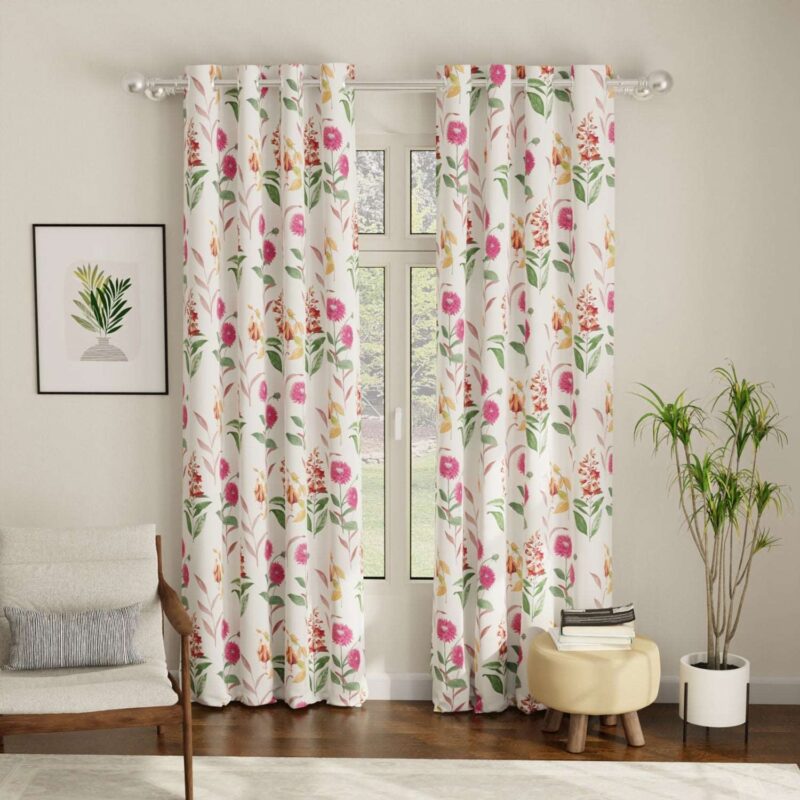 Blackout Curtains. Digital Printed Curtains. Pack of 2 Curtains - Cone Flower - Pink - Image 2