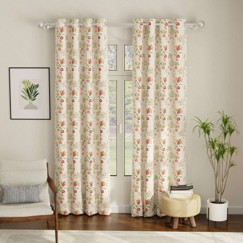 Blackout Curtains. Digital Printed Curtains. Pack of 2 Curtains - Gulmohar - Image 3