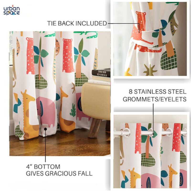 Blackout Curtains. Digital Printed Curtains. Pack of 1 Curtains - Jungle Safari Buttercream - Image 5