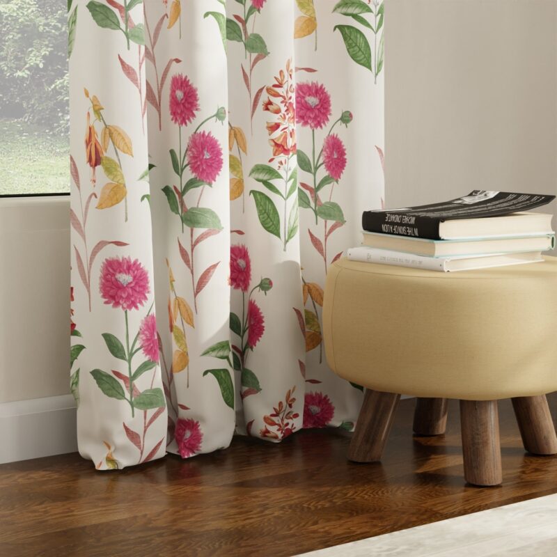 Blackout Curtains. Digital Printed Curtains. Pack of 2 Curtains - Cone Flower - Pink