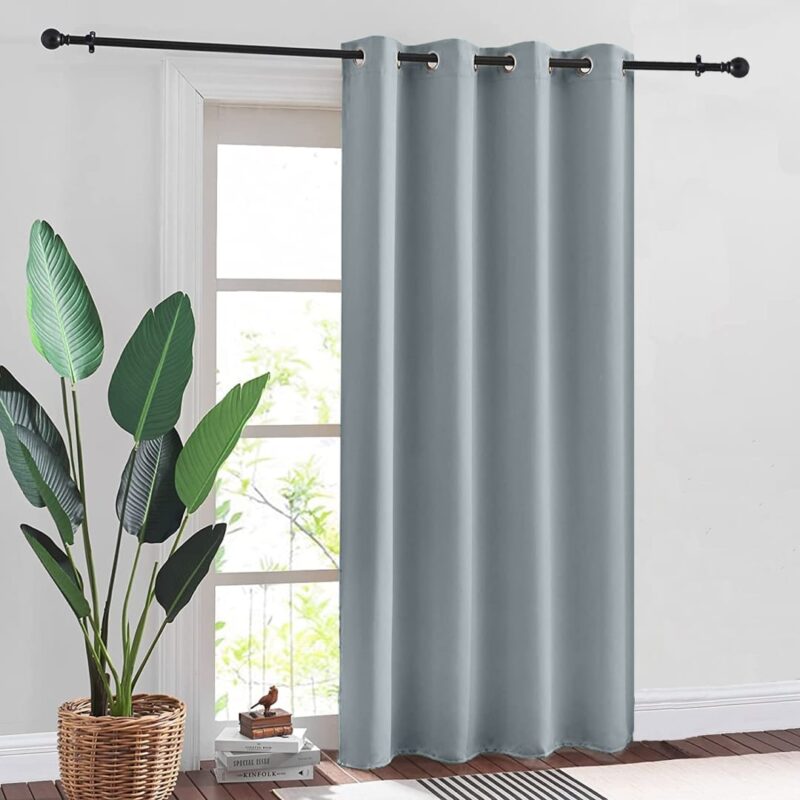 Faux Silk Blackout Curtains. For Door and Window. Pack Of 2 Curtains - Dark Grey