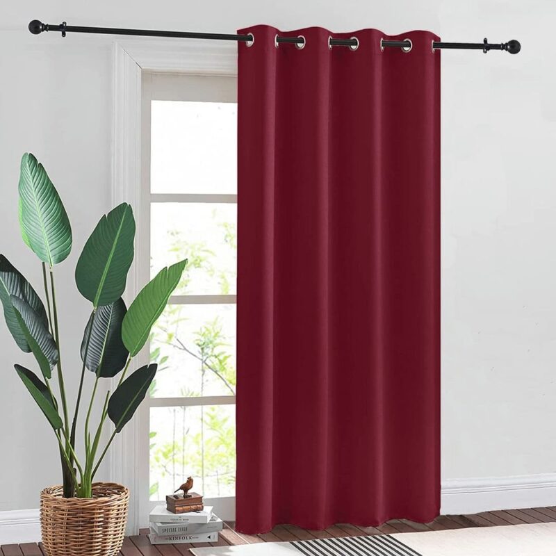 Faux Silk Blackout Curtains. For Door and Window. Pack Of 2 Curtains - Burgandy