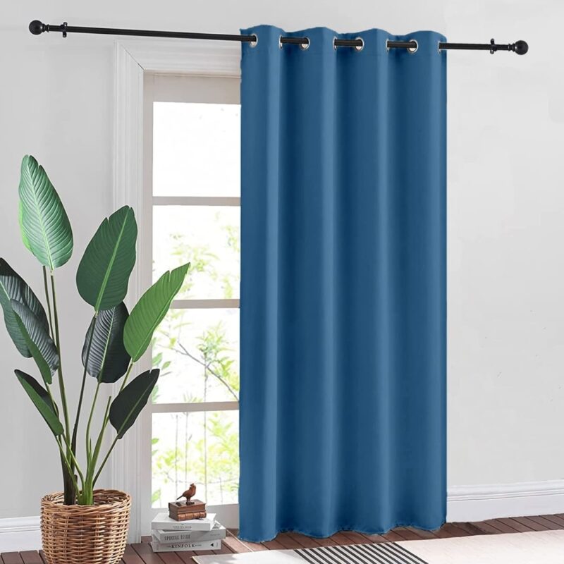 Faux Silk Blackout Curtains. For Door and Window. Pack Of 2 Curtains - Navy Blue