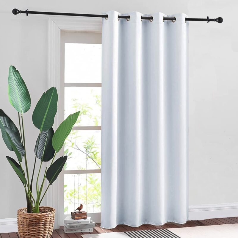 Faux Silk Blackout Curtains. For Door and Window. Pack Of 2 Curtains - Metallic Silver