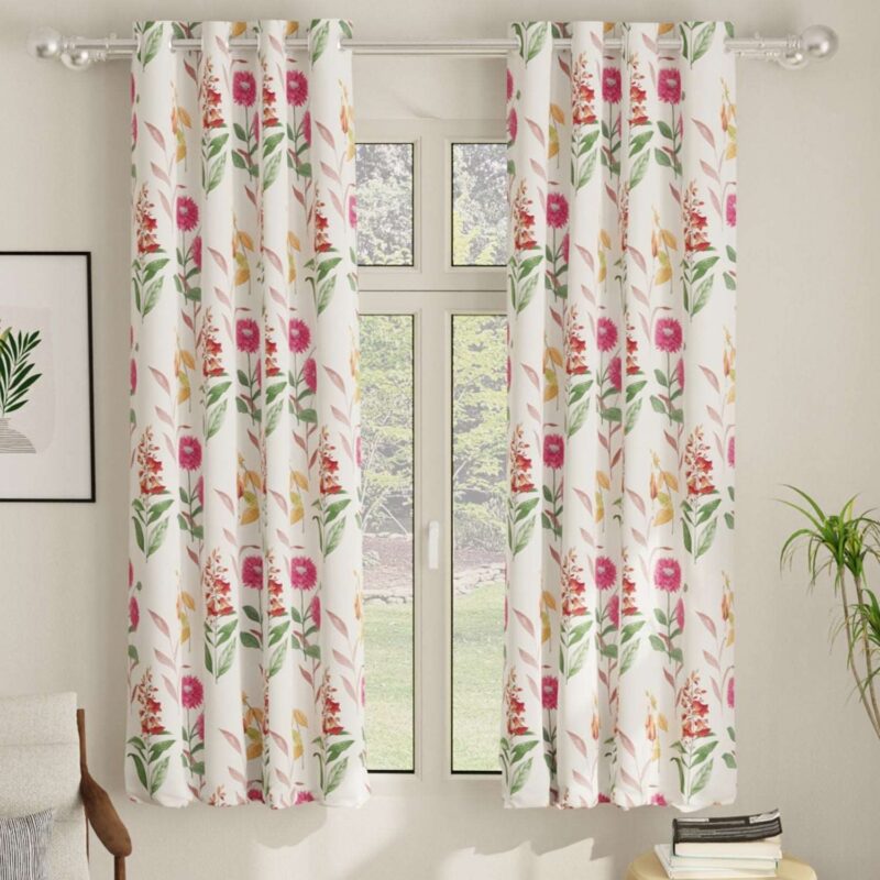Blackout Curtains. Digital Printed Curtains. Pack of 2 Curtains - Cone Flower - Pink - Image 6