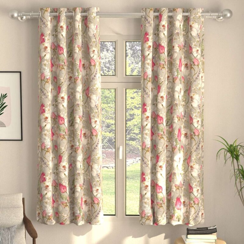 Blackout Curtains. Digital Printed Curtains. Pack of 2 Curtains - Flora Nova Grey - Image 6