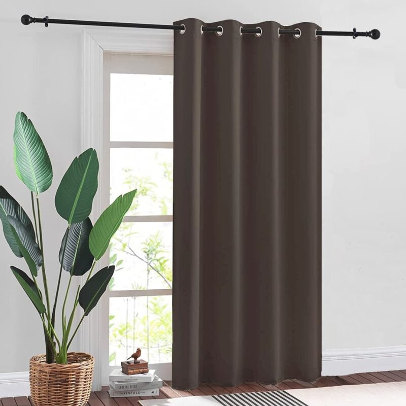 Faux Silk Blackout Curtains. For Door and Window. Pack Of 2 Curtains - Dark Brown